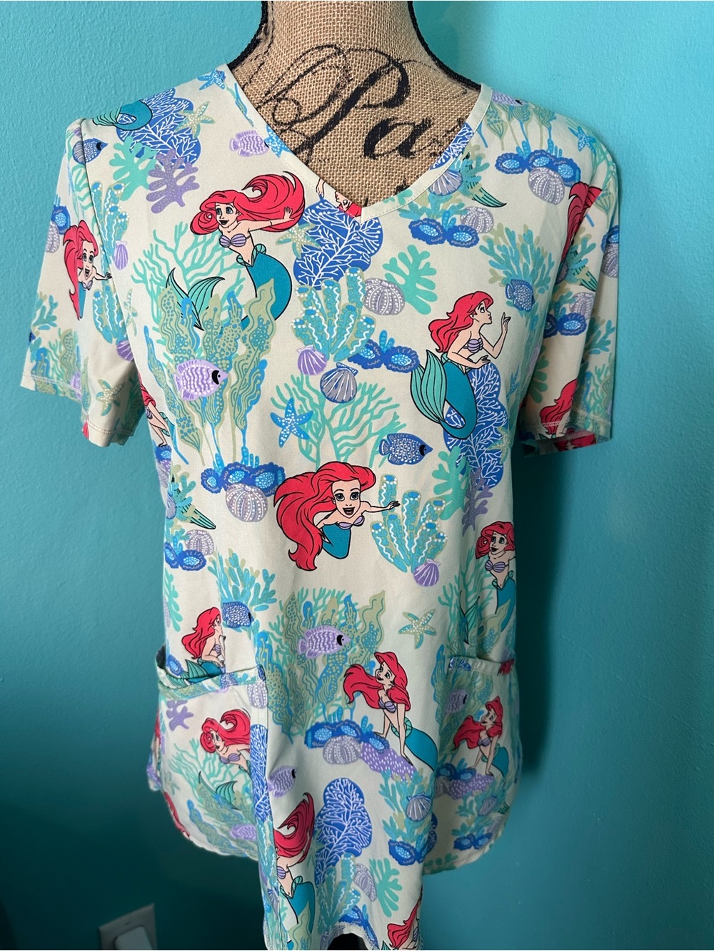 DISNEY Ariel Scrubs Scrub Top S